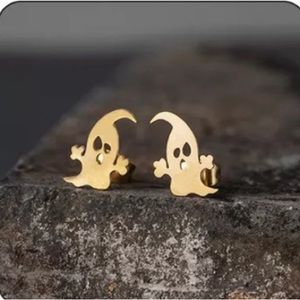 BOO! GOLD Stainless Steel Stud Halloween Stud Earrings with Gift Bag